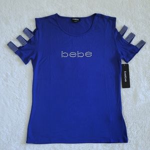 bebe Blue💙 Top with Cutout✂️ Sleeve Detail - NWT